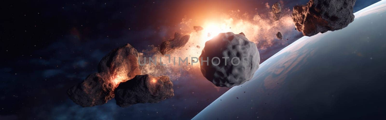 An asteroid falls to earth. Generative AI,