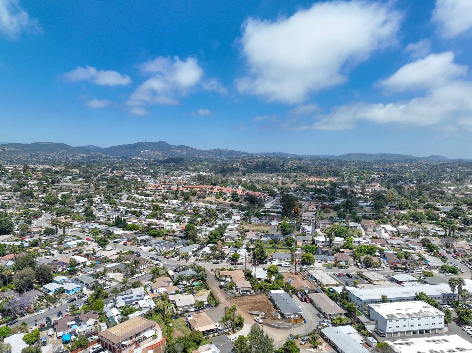 Aerial view of houses and communities in Vista, Carlsbad in North County of San Diego, California. USA.