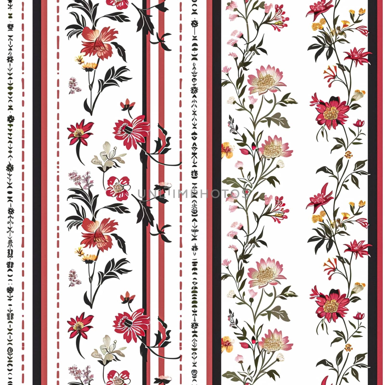 Seamless pattern, tileable floral holiday country cottage print, English countryside flowers theme for wallpaper, gift wrapping paper, scrapbook, fabric and product design inspiration