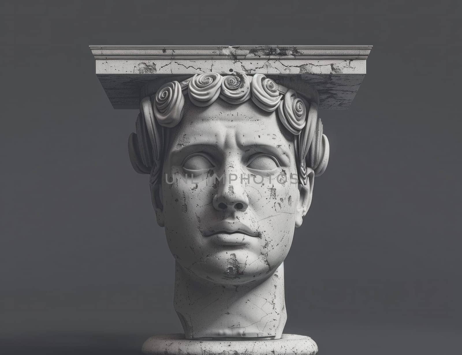 Regal men's head statue with crown representing power and authority in art and history by Vichizh