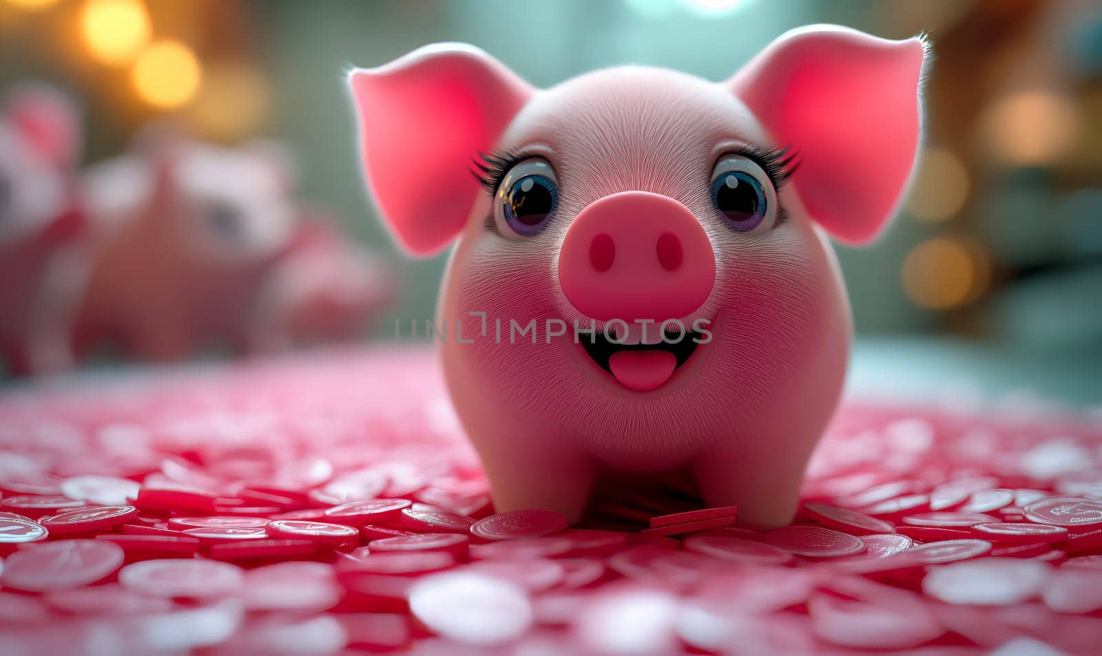 Piggy bank for money on an abstract background. by Fischeron