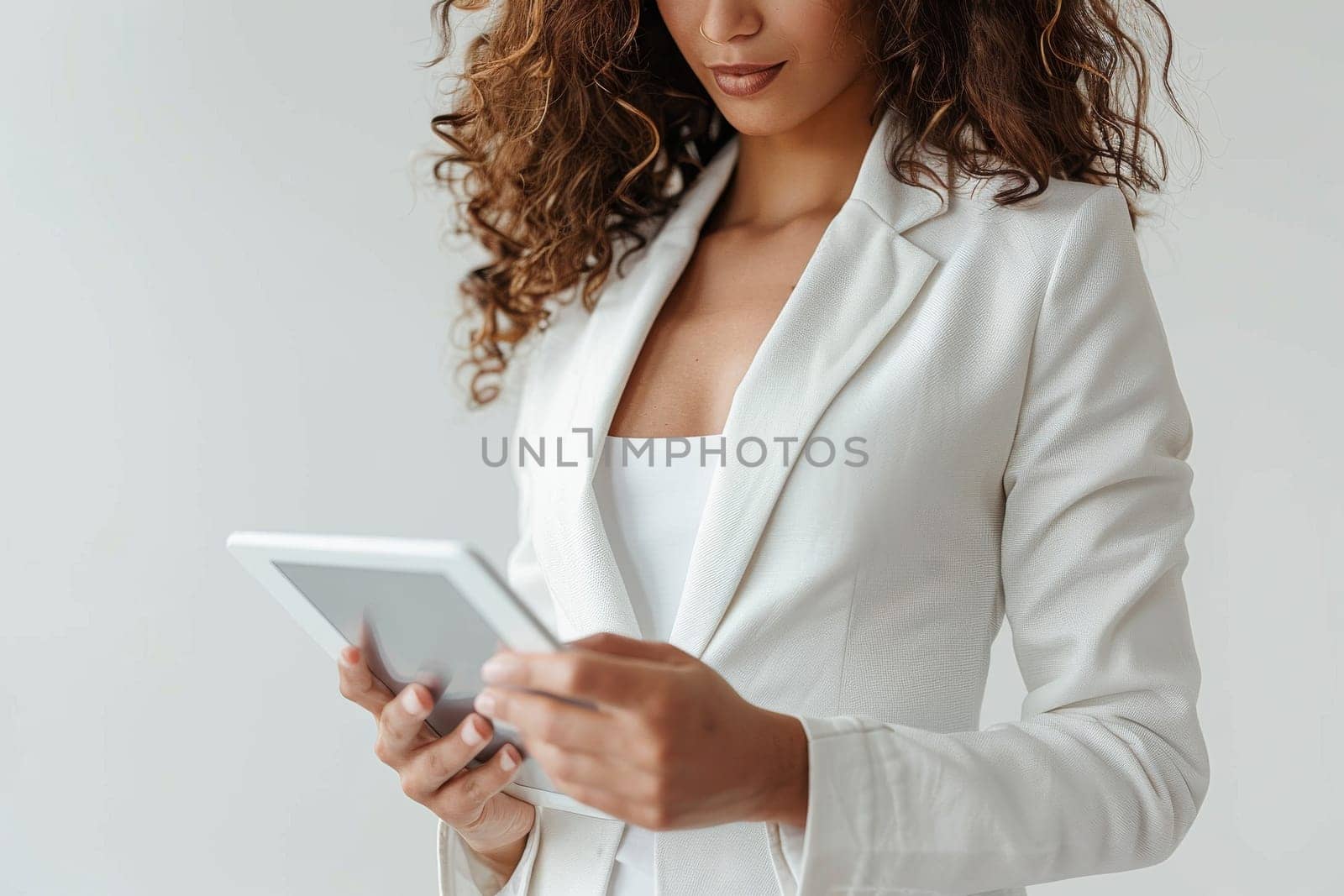 Executive person using digital tablet at workplace