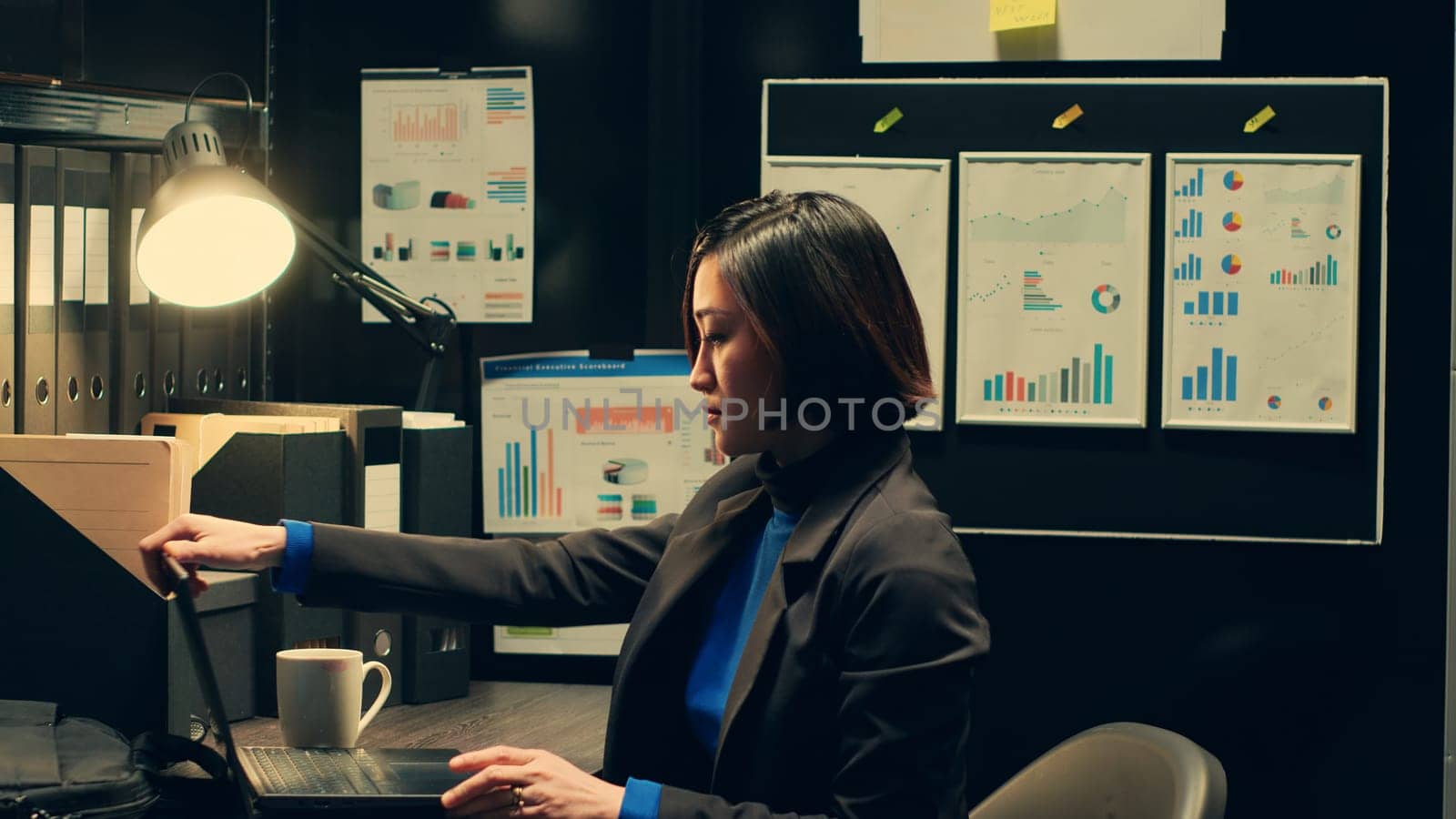 Private investigator entering archive room to search for evidence by DCStudio