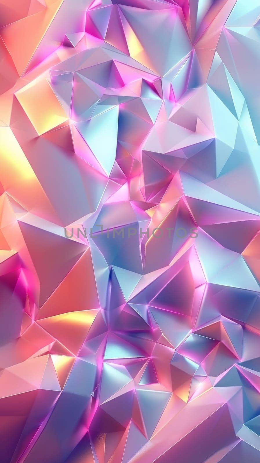 Colorful abstract geometric crystal background in pastel shades, creative design concept.