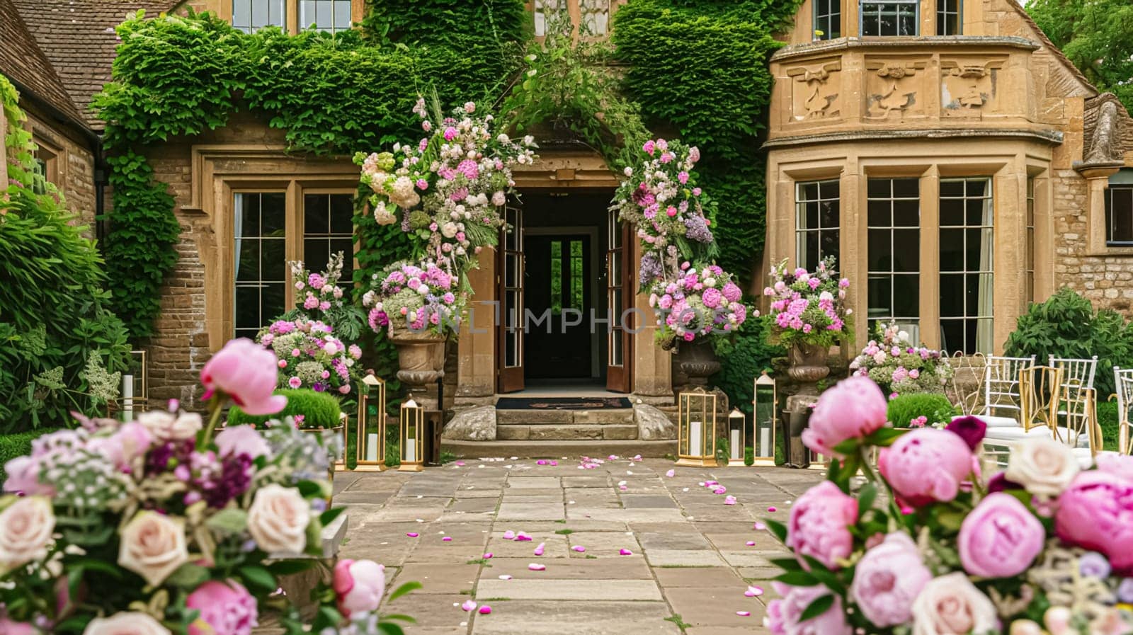 Wedding decoration with peonies, floral decor and event celebration, peony flowers and wedding ceremony in the garden, English country style by Anneleven