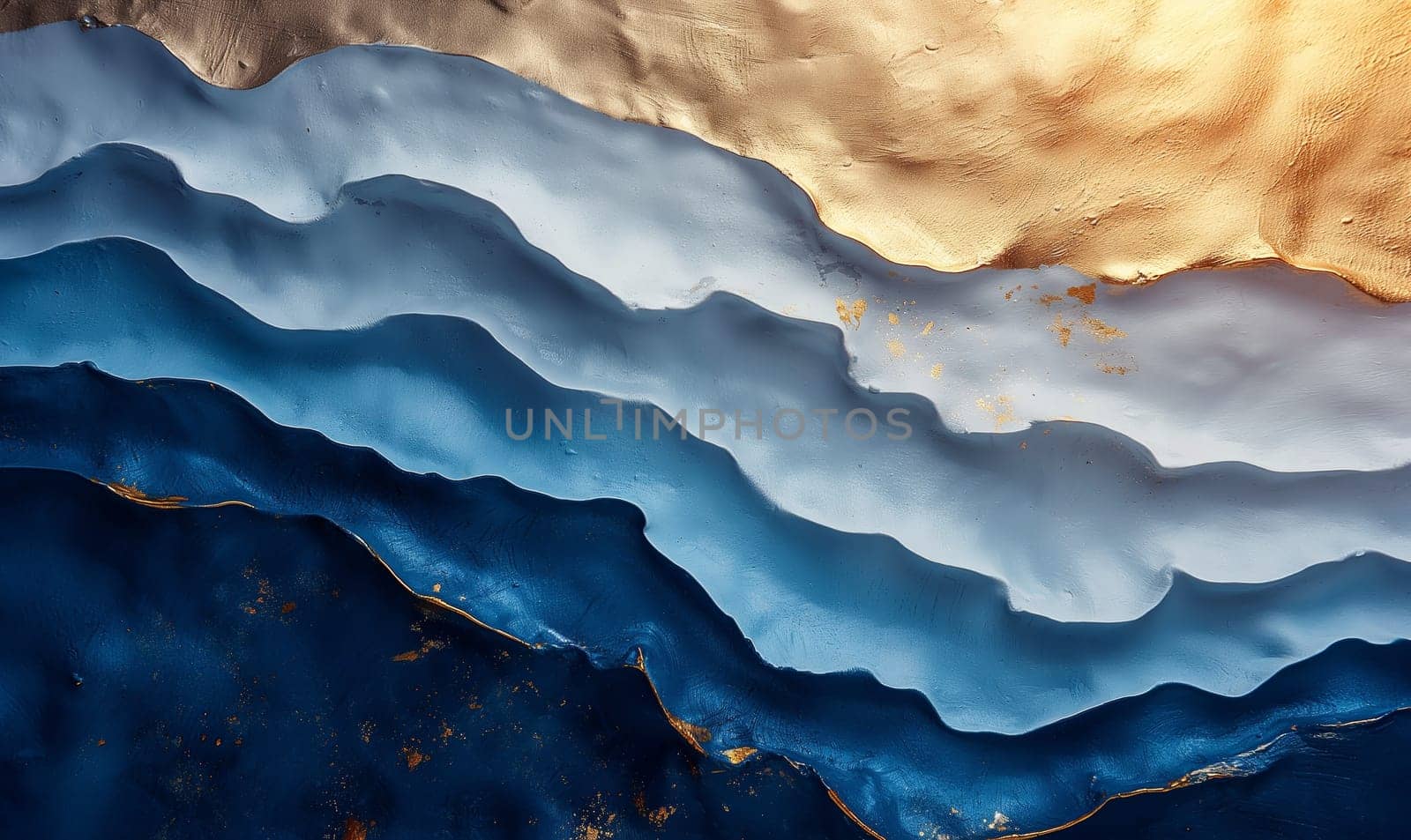 Blue and gold marble surface. by Fischeron