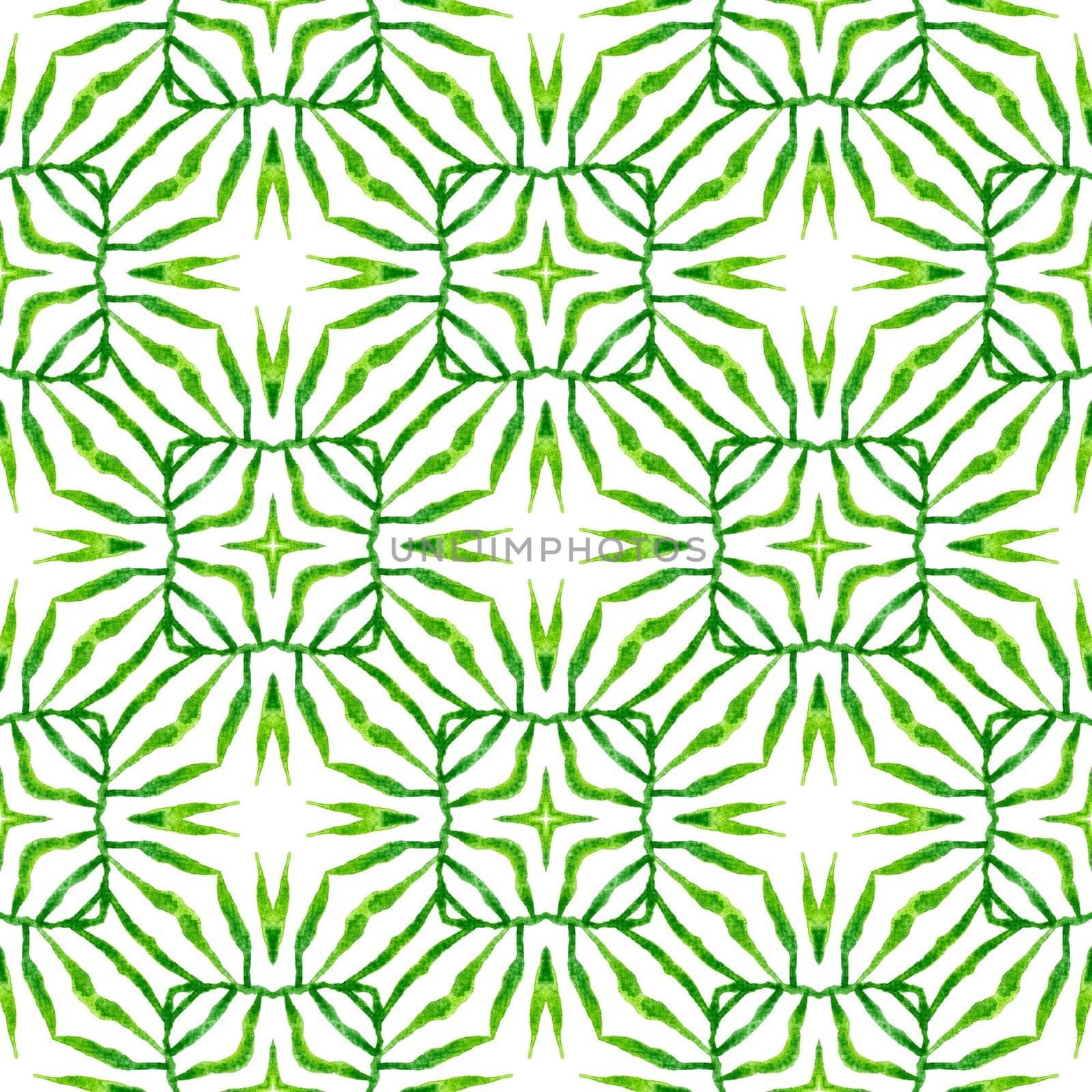 Textile ready marvelous print, swimwear fabric, wallpaper, wrapping. Green neat boho chic summer design. Trendy organic green border. Organic tile.