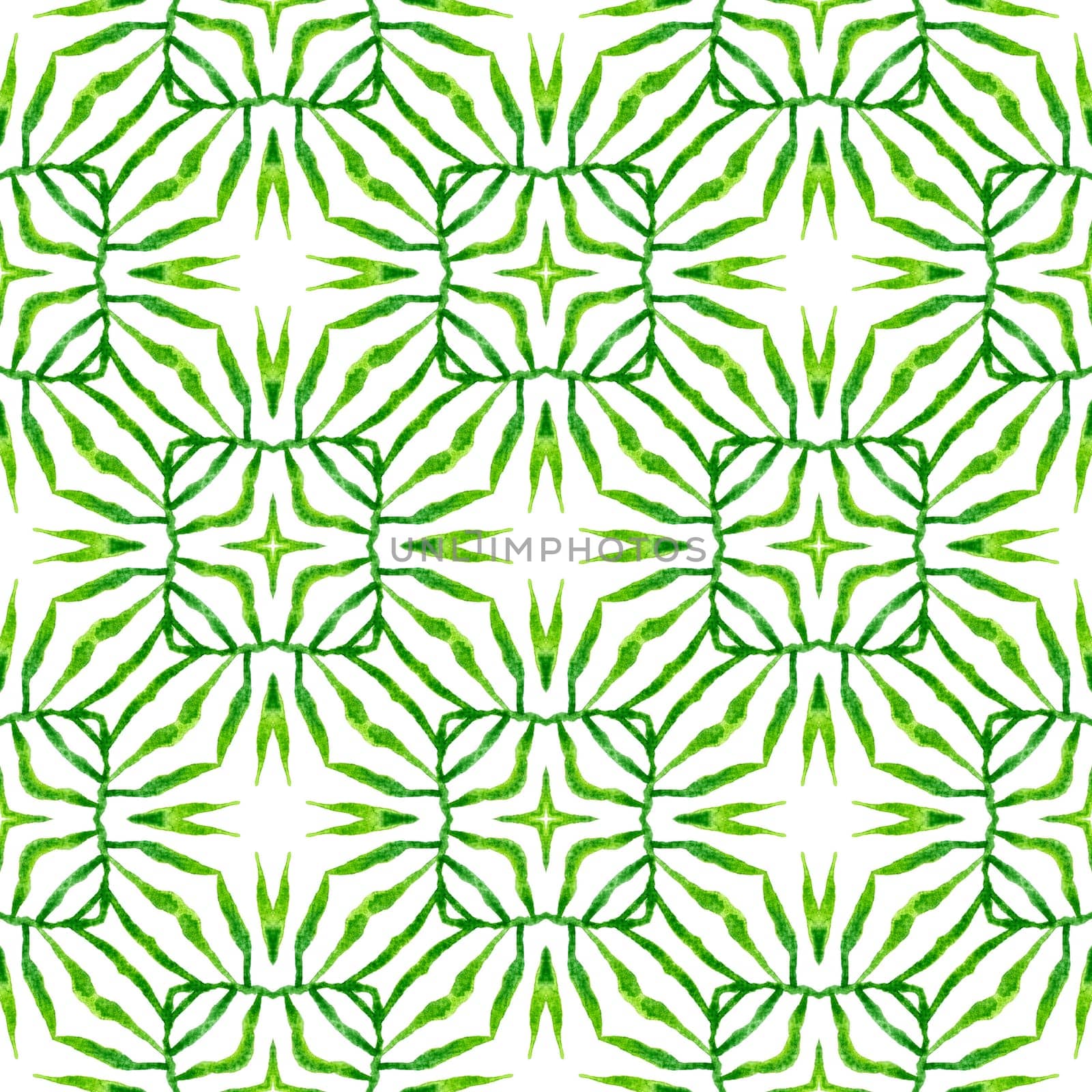 Textile ready marvelous print, swimwear fabric, wallpaper, wrapping. Green neat boho chic summer design. Trendy organic green border. Organic tile.