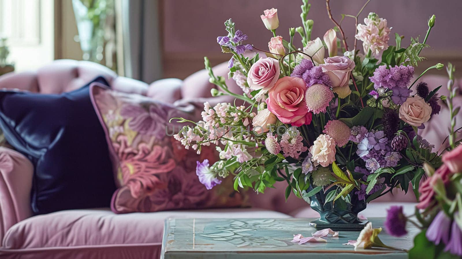 Beautiful bouquet of flowers in a vase. Floral arrangement