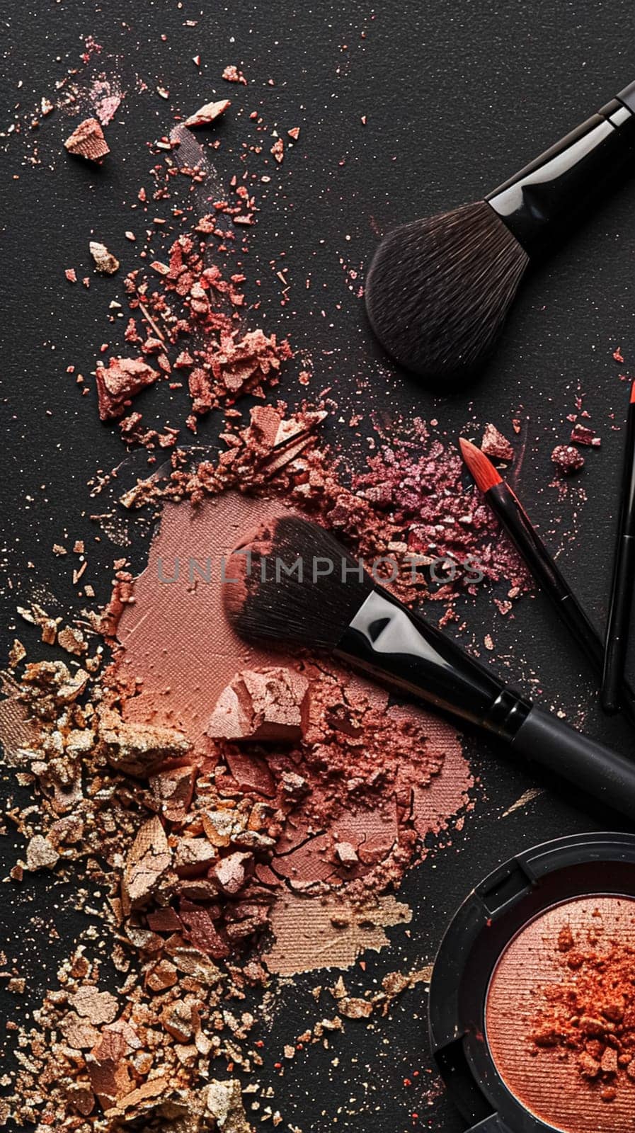 Make-up cosmetic product, beauty products and cosmetics swatch sample flatlay, various makeup brand tools as glamour fashion night out background by Anneleven