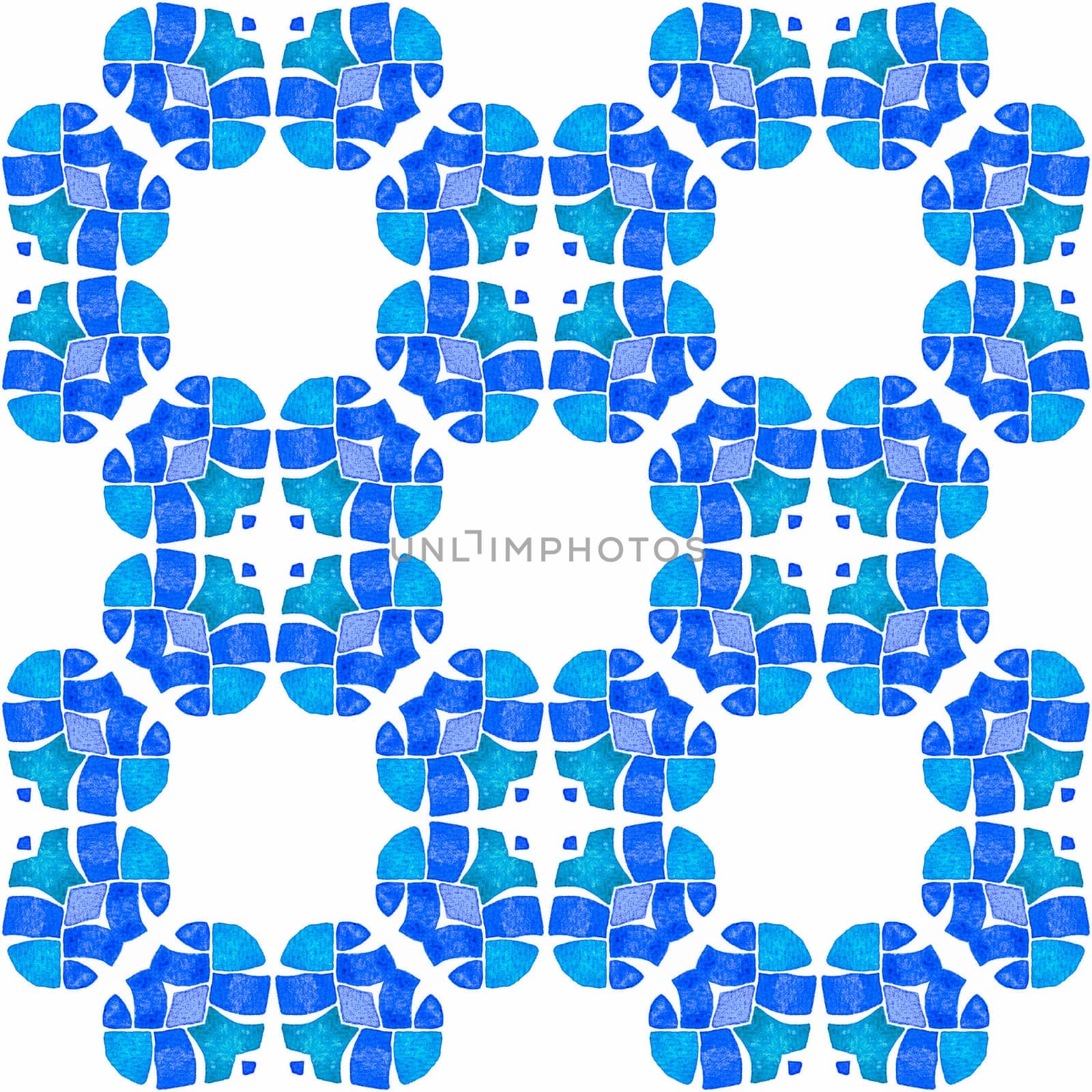 Oriental arabesque hand drawn border. Blue symmetrical boho chic summer design. Textile ready shapely print, swimwear fabric, wallpaper, wrapping. Arabesque hand drawn design.