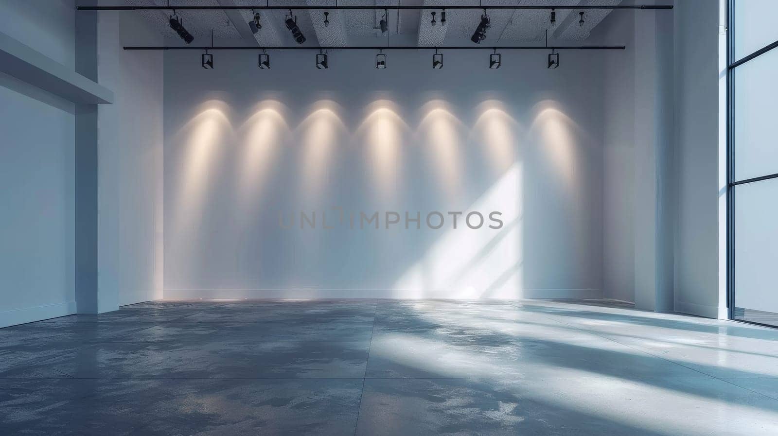 A large empty room with a lot of light shining on it. The room is bare and empty, with no furniture or decorations. The light shining on the floor creates a sense of emptiness and loneliness