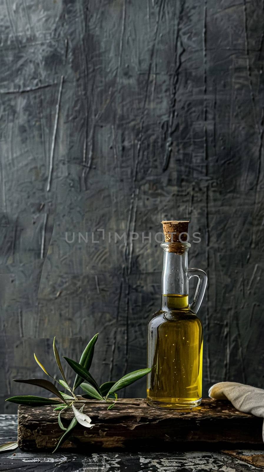 Olive oil bottle ad background with copyspace, vegetable oil commercial produce, food industry and retail concept