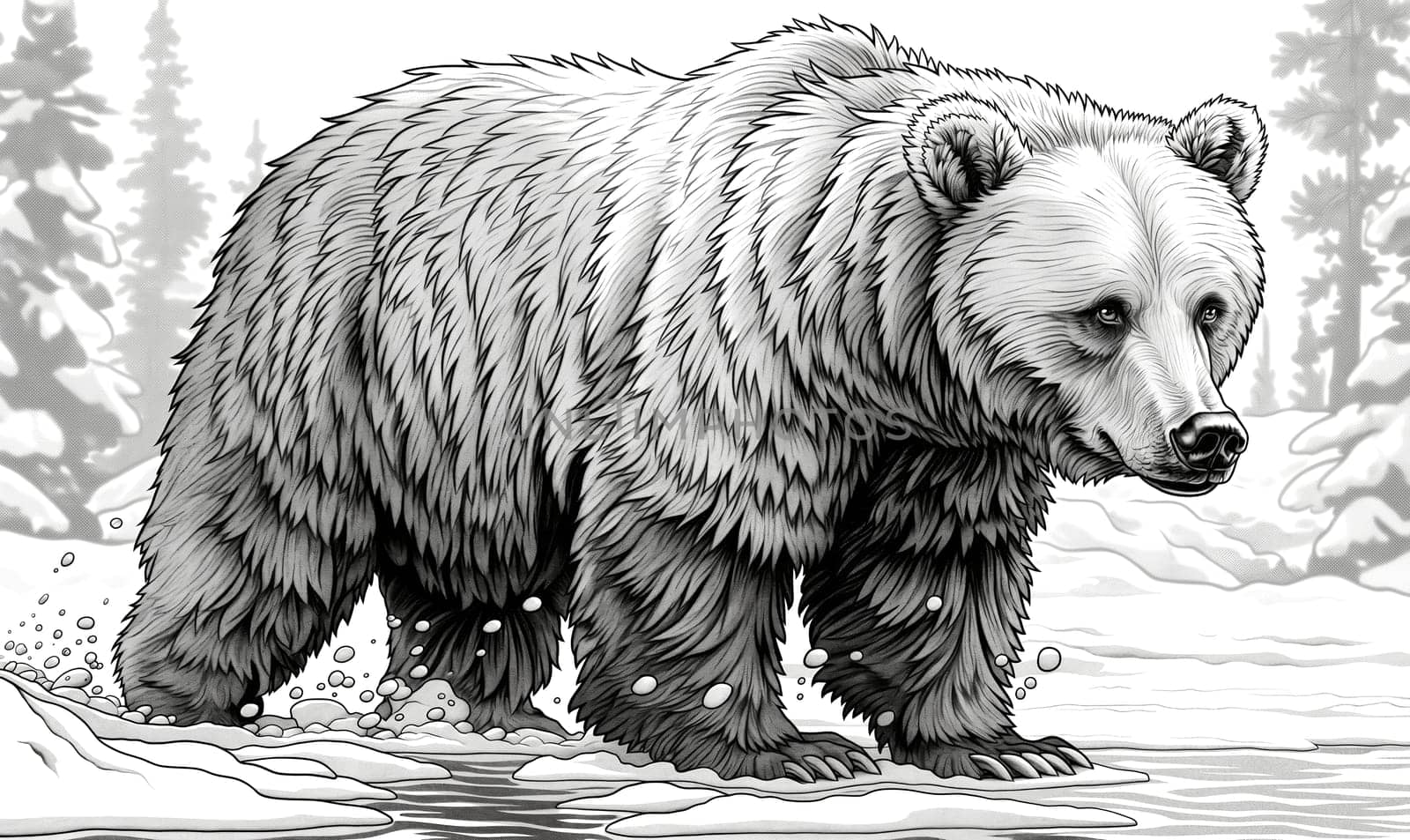 Coloring book for kids, animal coloring, bear. by Fischeron