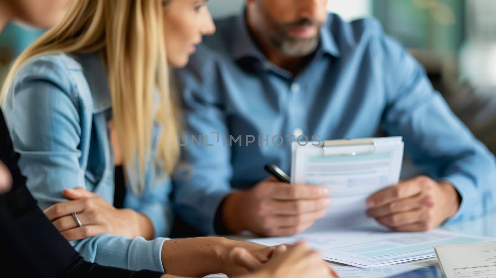 couple engaged in a discussion with a financial advisor about their retirement plans. by Manastrong