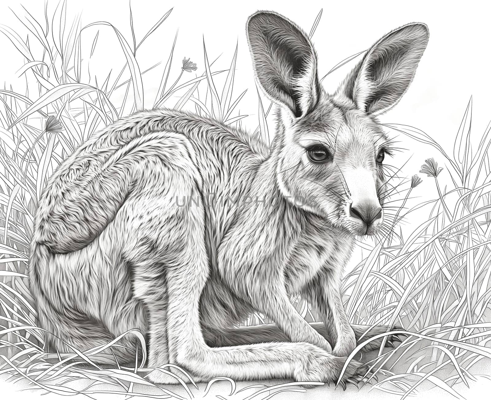 Coloring book for kids, animal coloring, kangaroo. Selective soft focus.