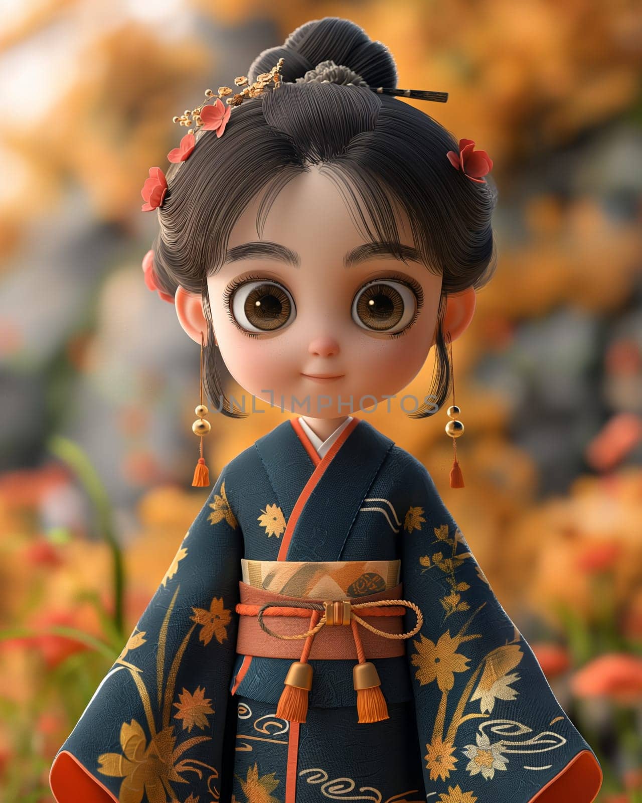 Cartoon, 3D boy in national traditional Asian attire. by Fischeron