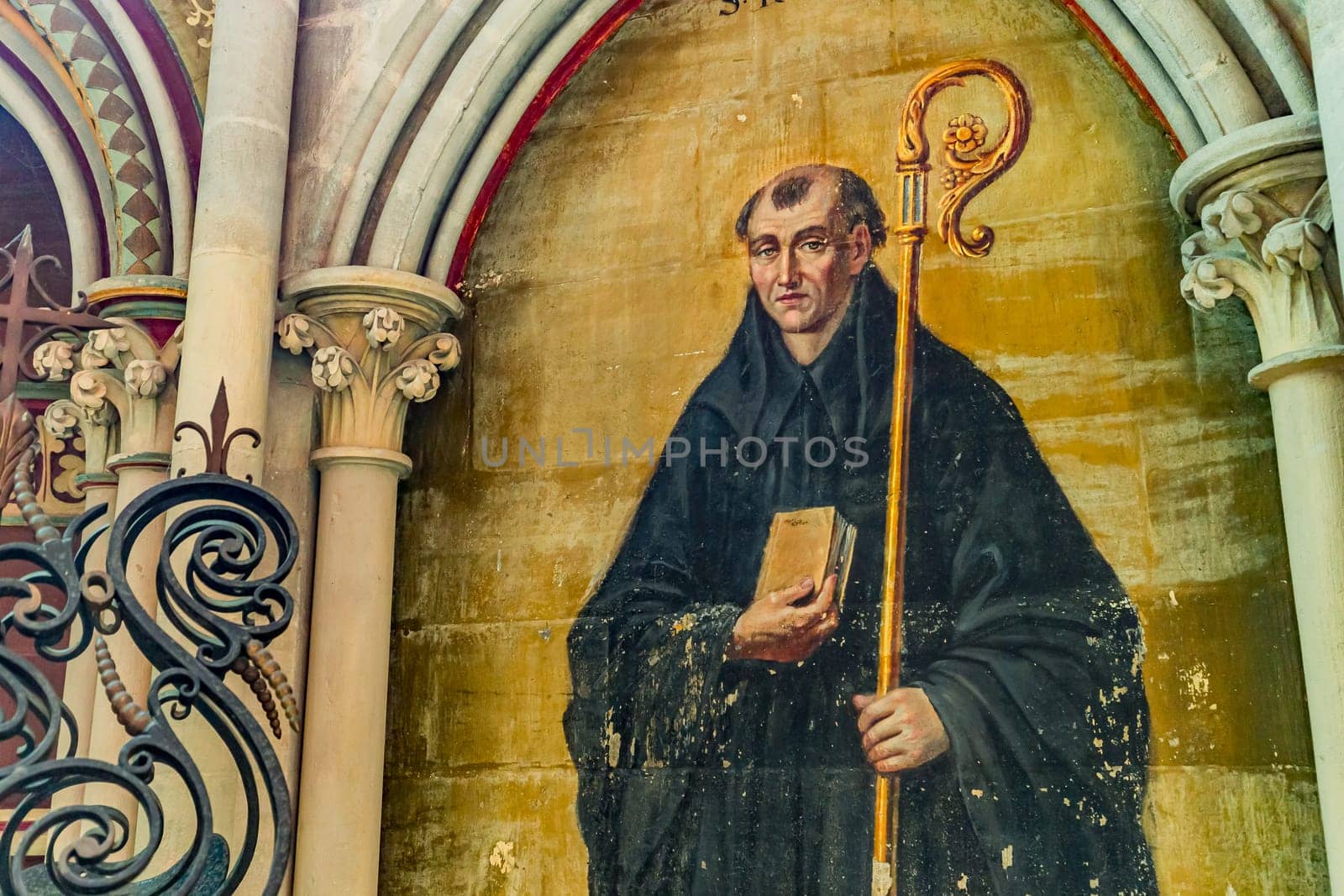 BAYEUX, FRANCE, MAY 14, 2024 : interiors architectural decors of Cathedral of Our Lady of Bayeux, norrmandy