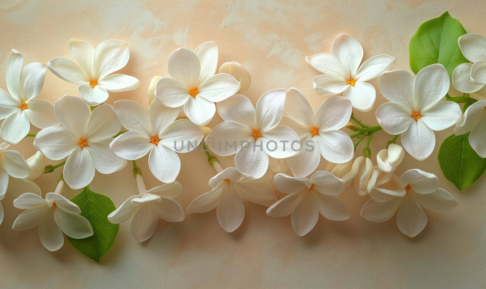 Branch of white lilac on a vintage light background. Selective focus.