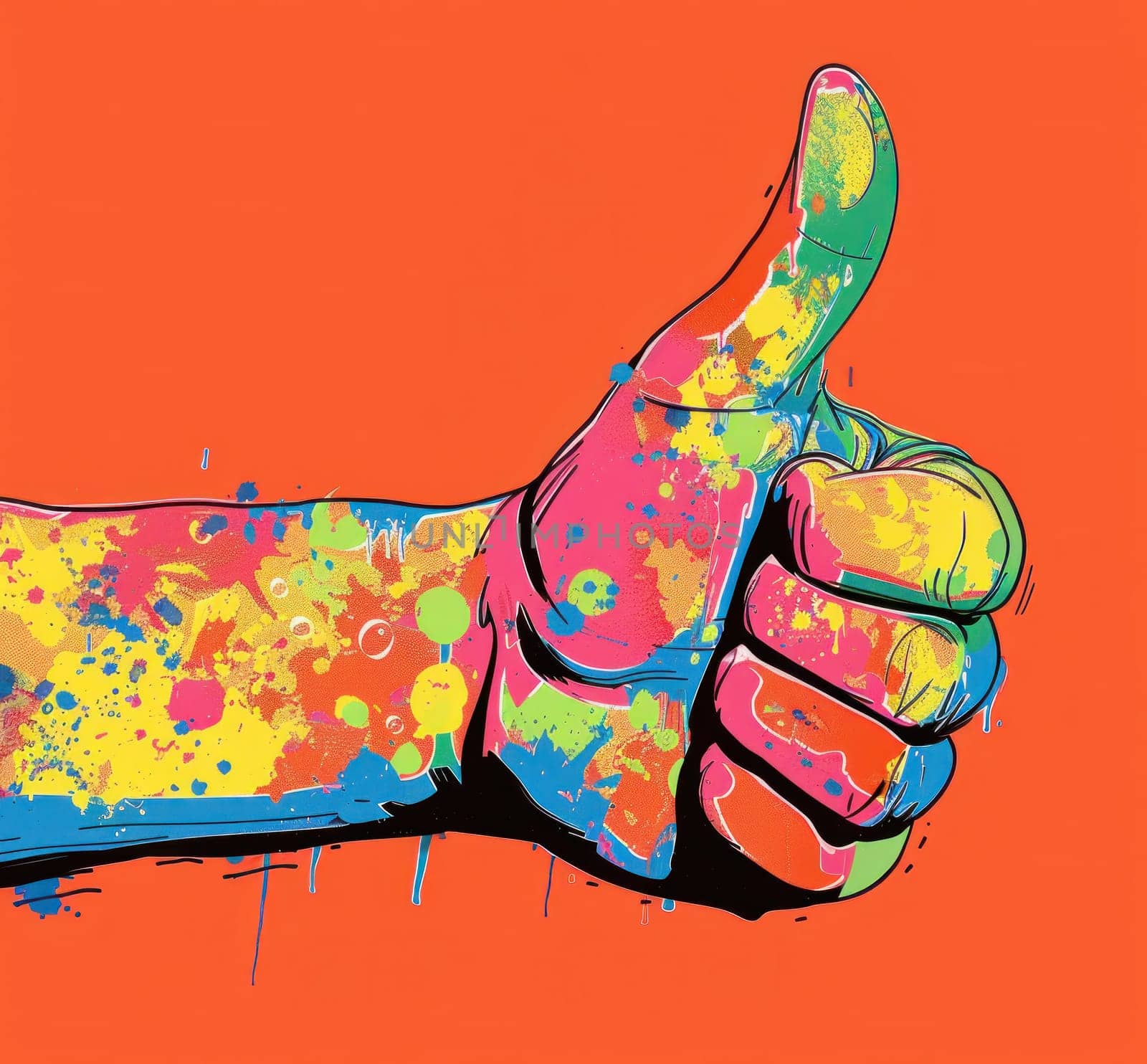 Positive thumbs up gesture concept on vibrant orange background for travel, business, and lifestyle design