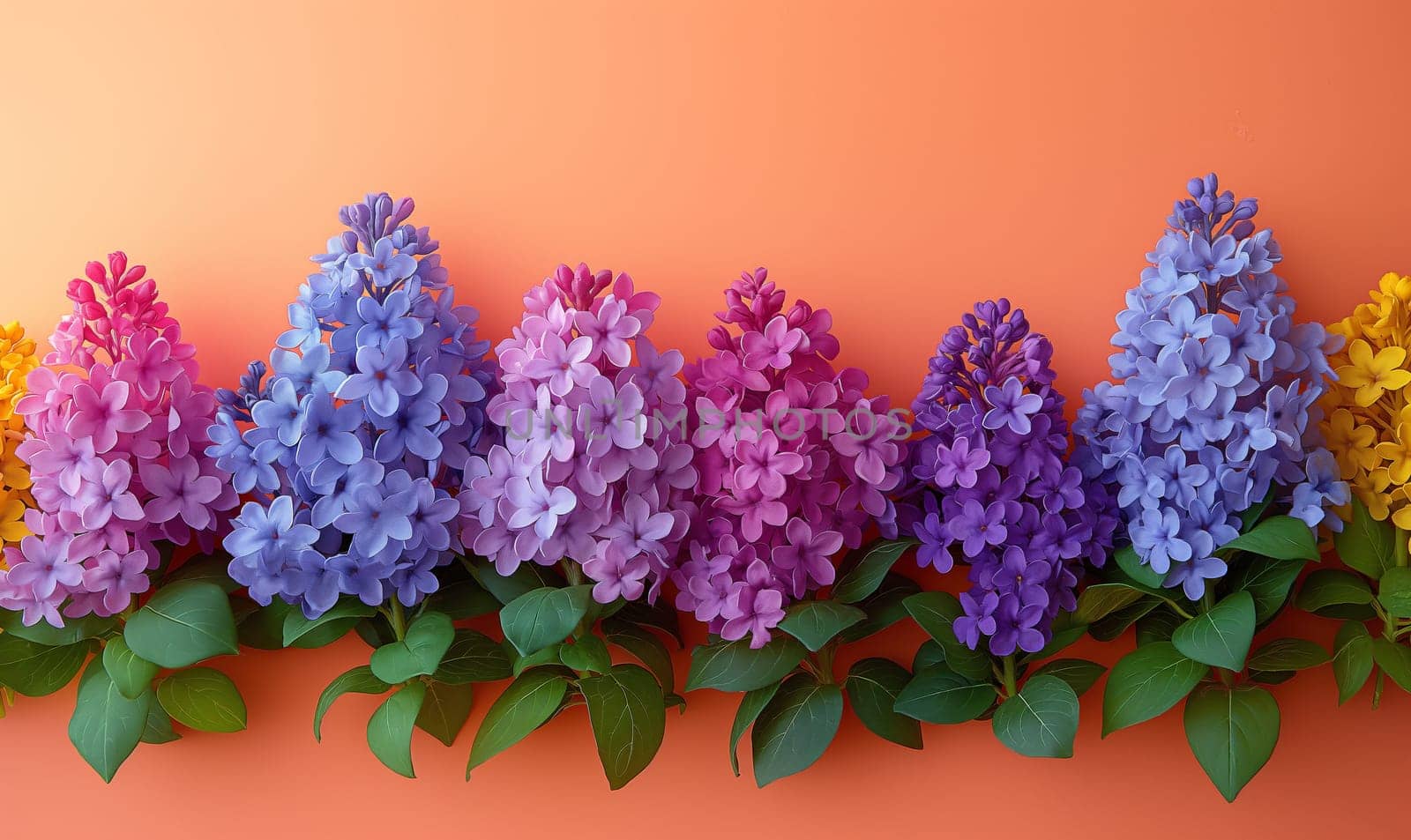 Colorful lilac flowers on a bright surface. Selective focus.