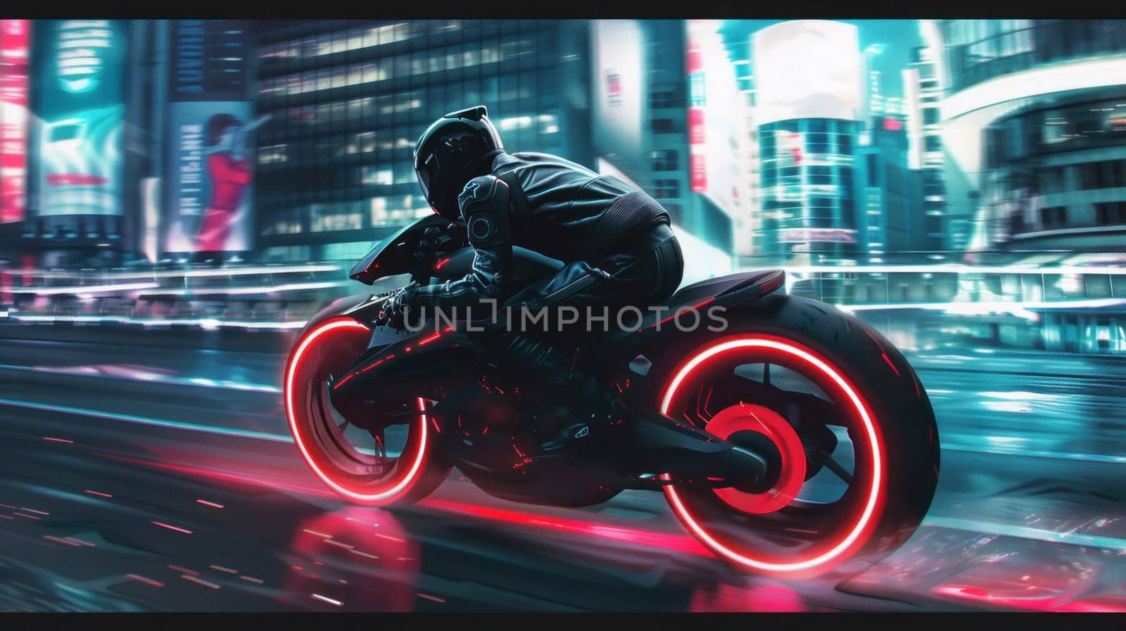 Night ride through the city with neon lights on wheels a stylish and exciting urban adventure