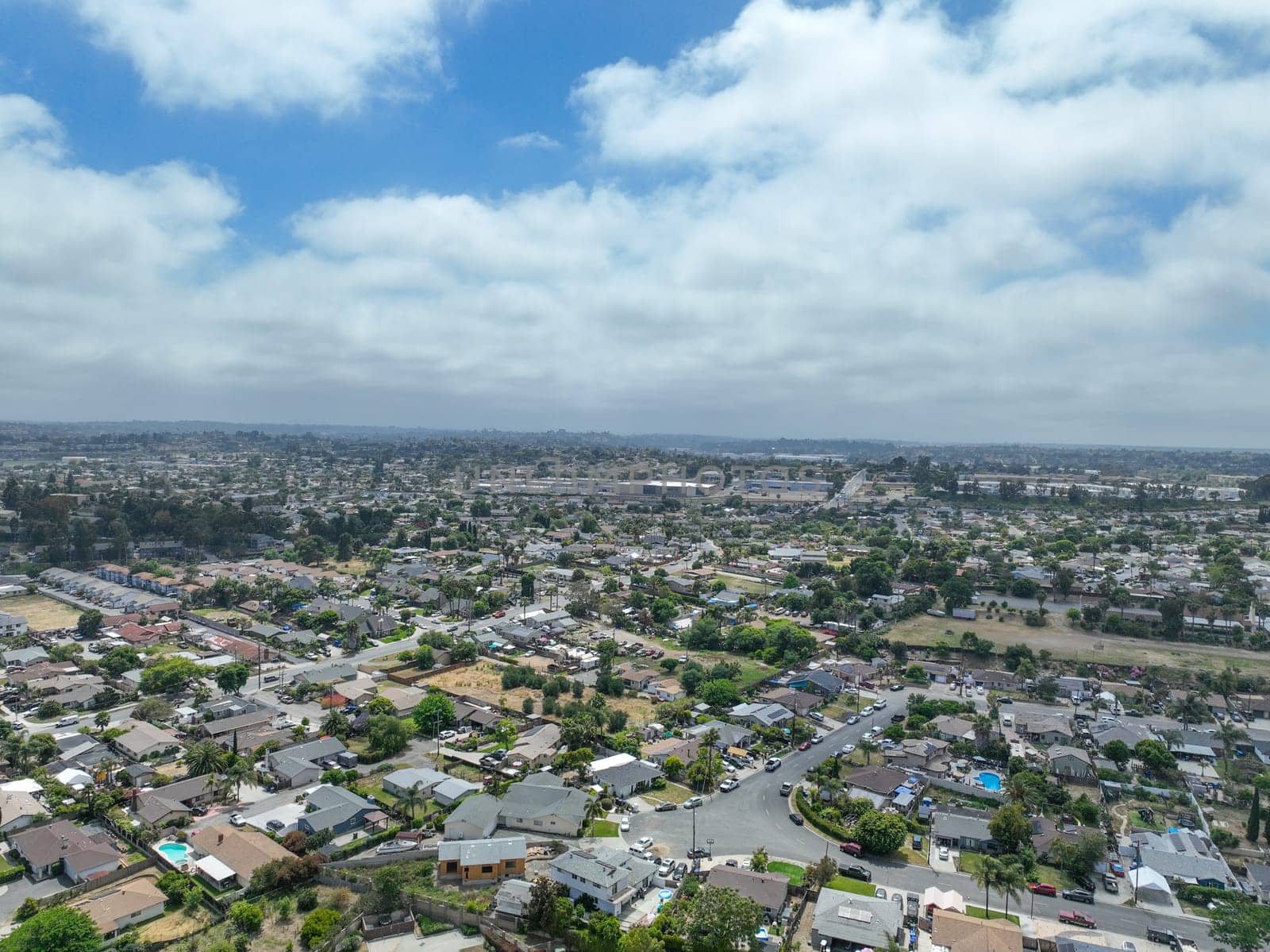 Aerial view of houses and communities in Vista, Carlsbad in North County of San Diego, California. USA.