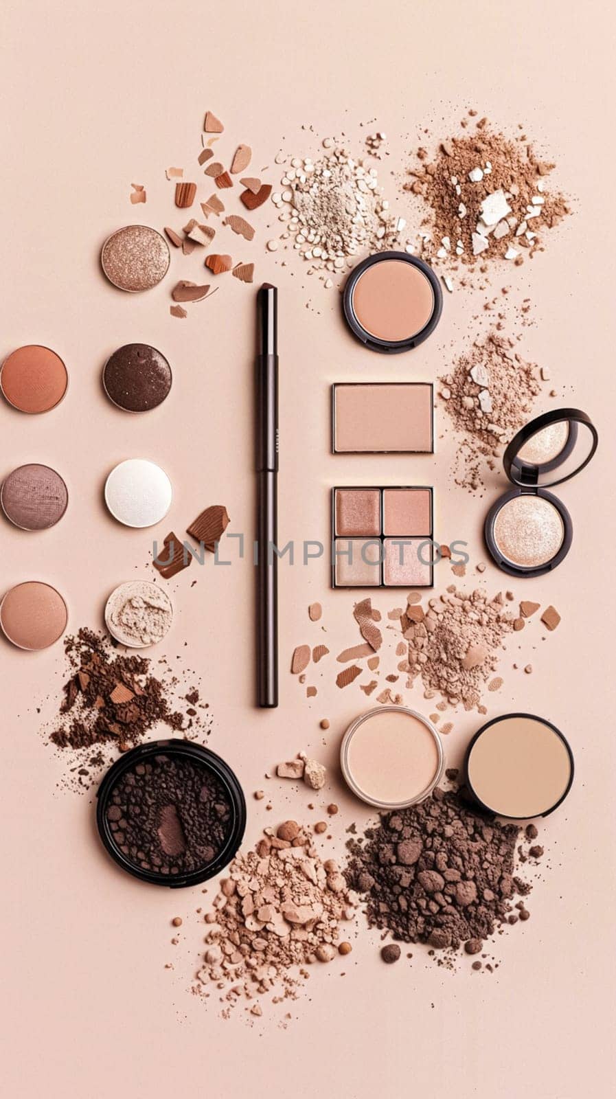 Make-up cosmetic product, beauty products and cosmetics swatch sample flatlay, various makeup brand tools as glamour fashion night out background by Anneleven