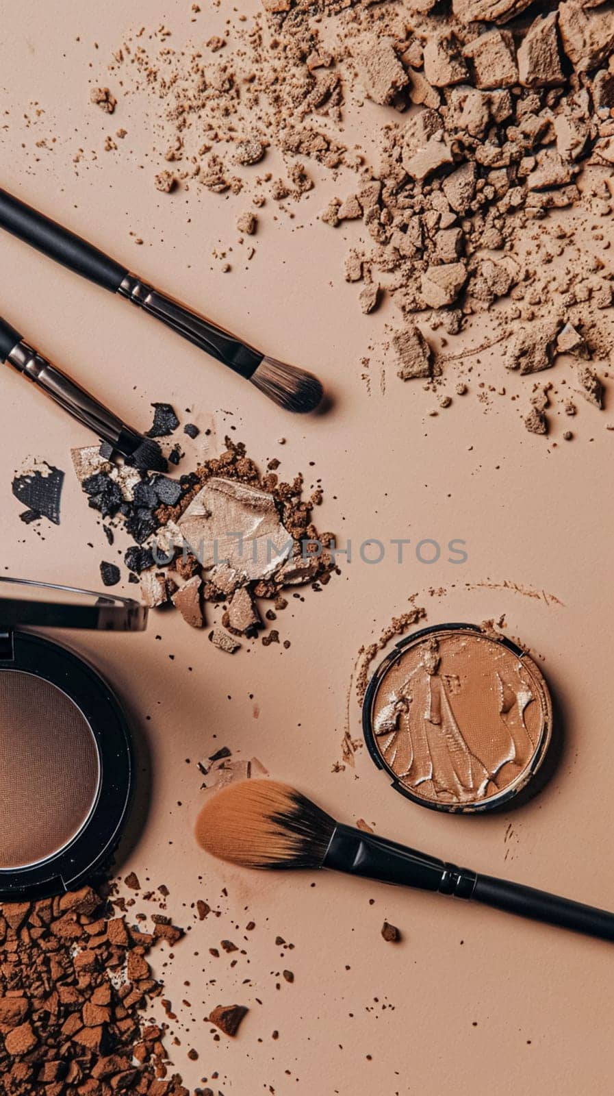 Make-up cosmetic product, beauty products and cosmetics swatch sample flatlay, various makeup brand tools as glamour fashion night out background idea