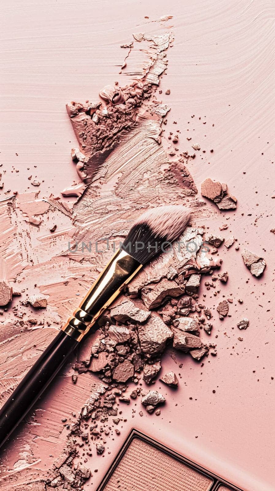 Make-up cosmetic product, beauty products and cosmetics swatch sample flatlay, various makeup brand tools as glamour fashion night out background idea