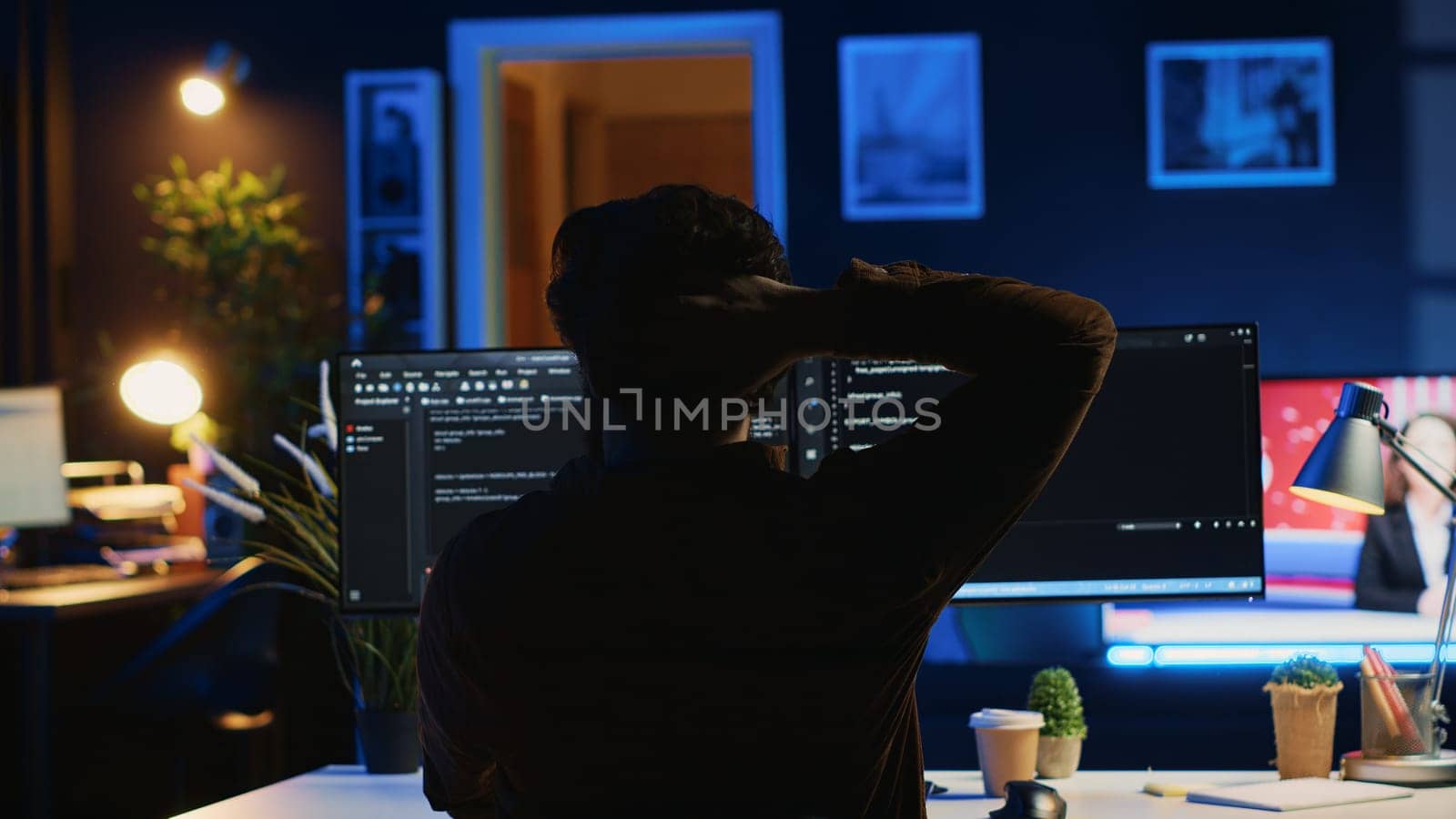 Software technician frustrated while updating complex binary code by DCStudio