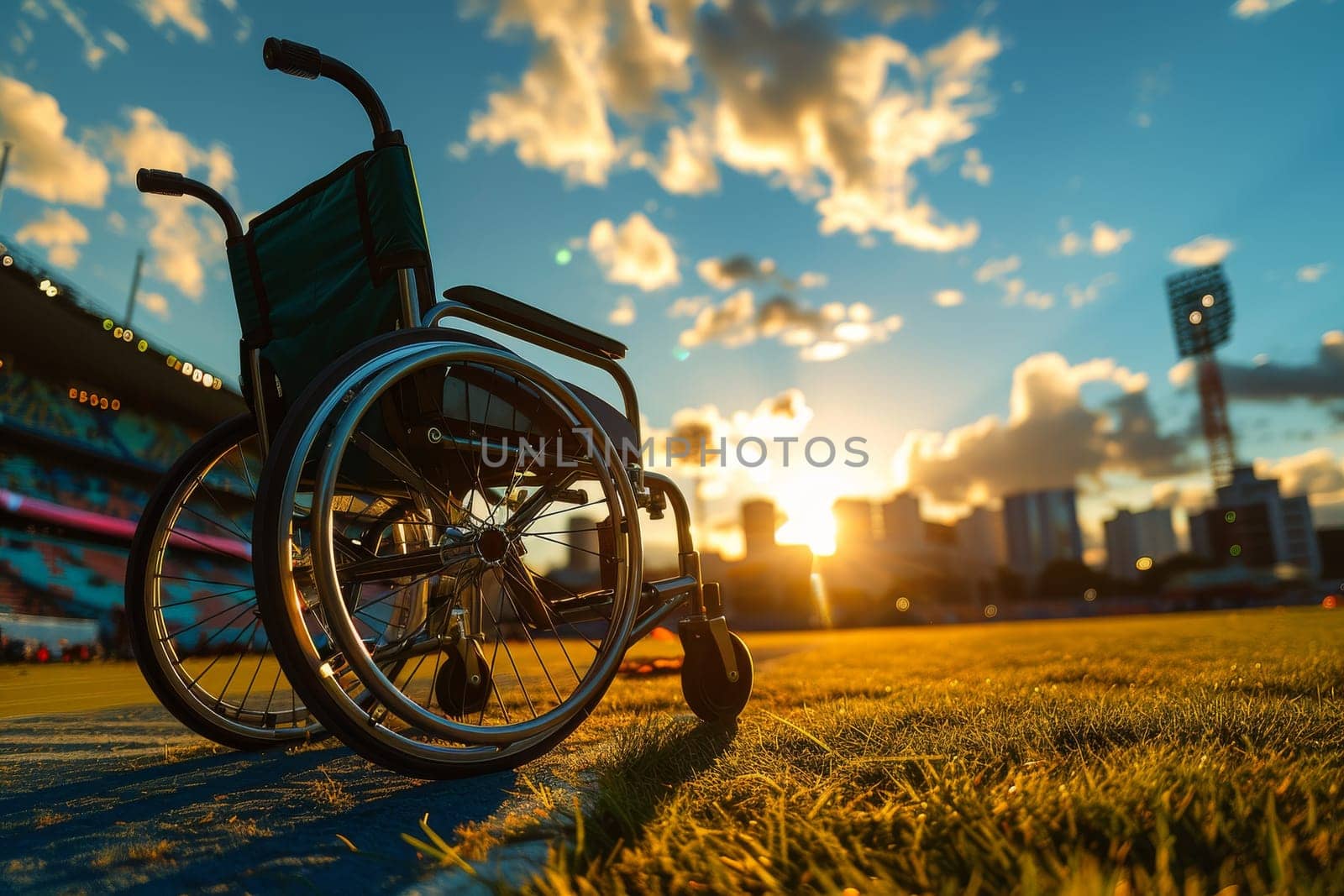 A basketball player sitting on wheelchair.