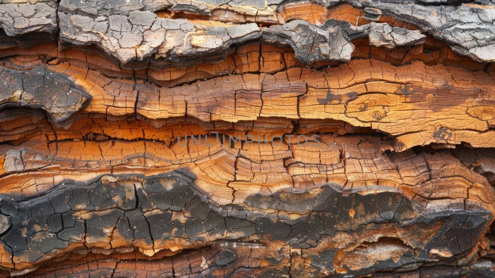 The bark of a tree is rough and has many cracks.