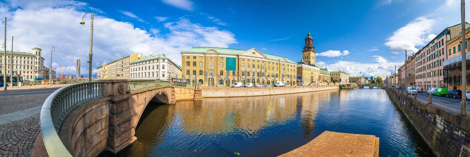 City of Gothenburg channel street architecture panoramic view, Vastra Gotaland County of Sweden