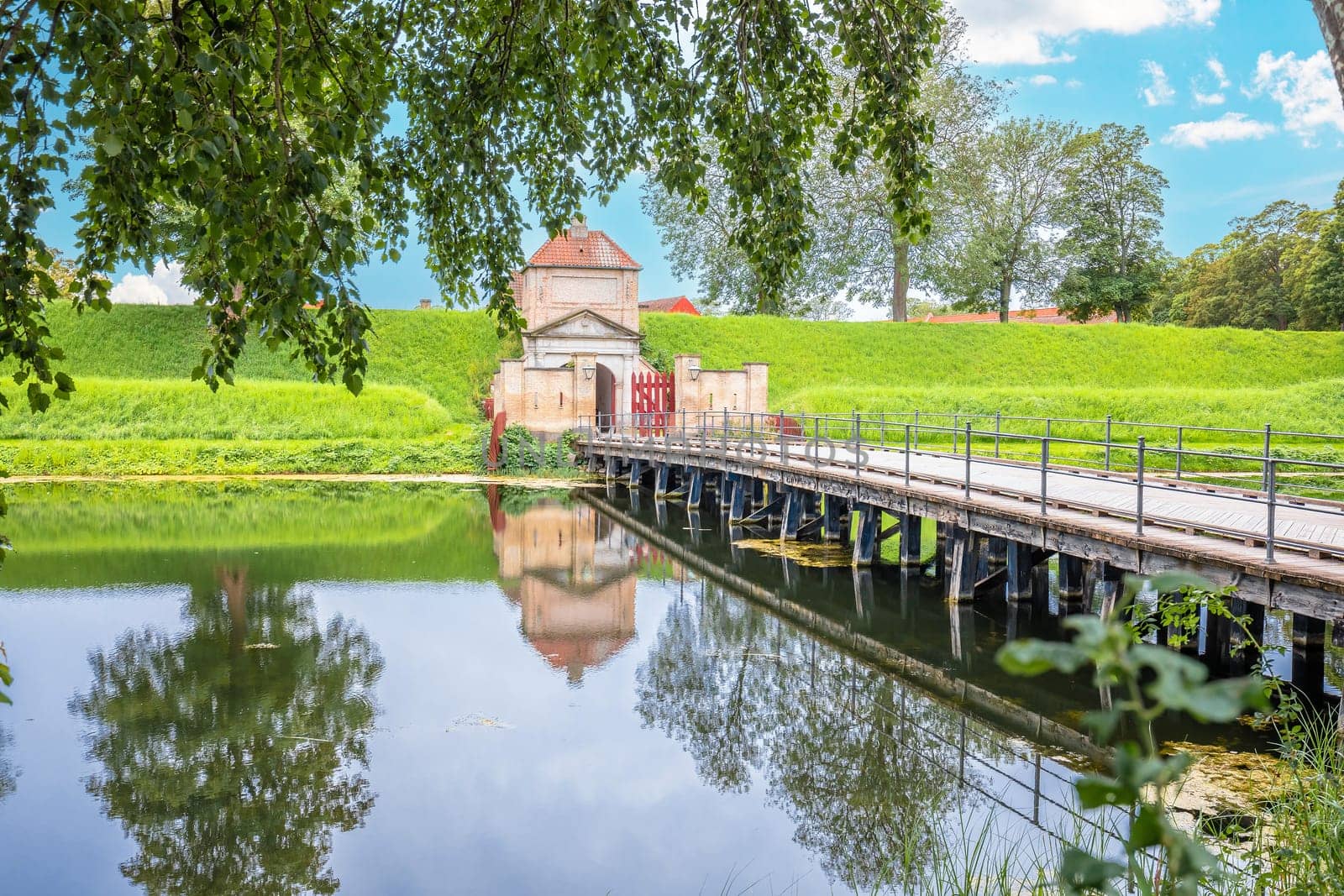Copenhagen Kastellet lake and northern gate scenic view, capital of Denmark