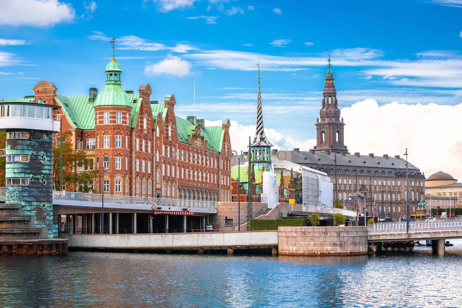 Scenic waterfront of Copenhagen colorful view, capital of Denmark