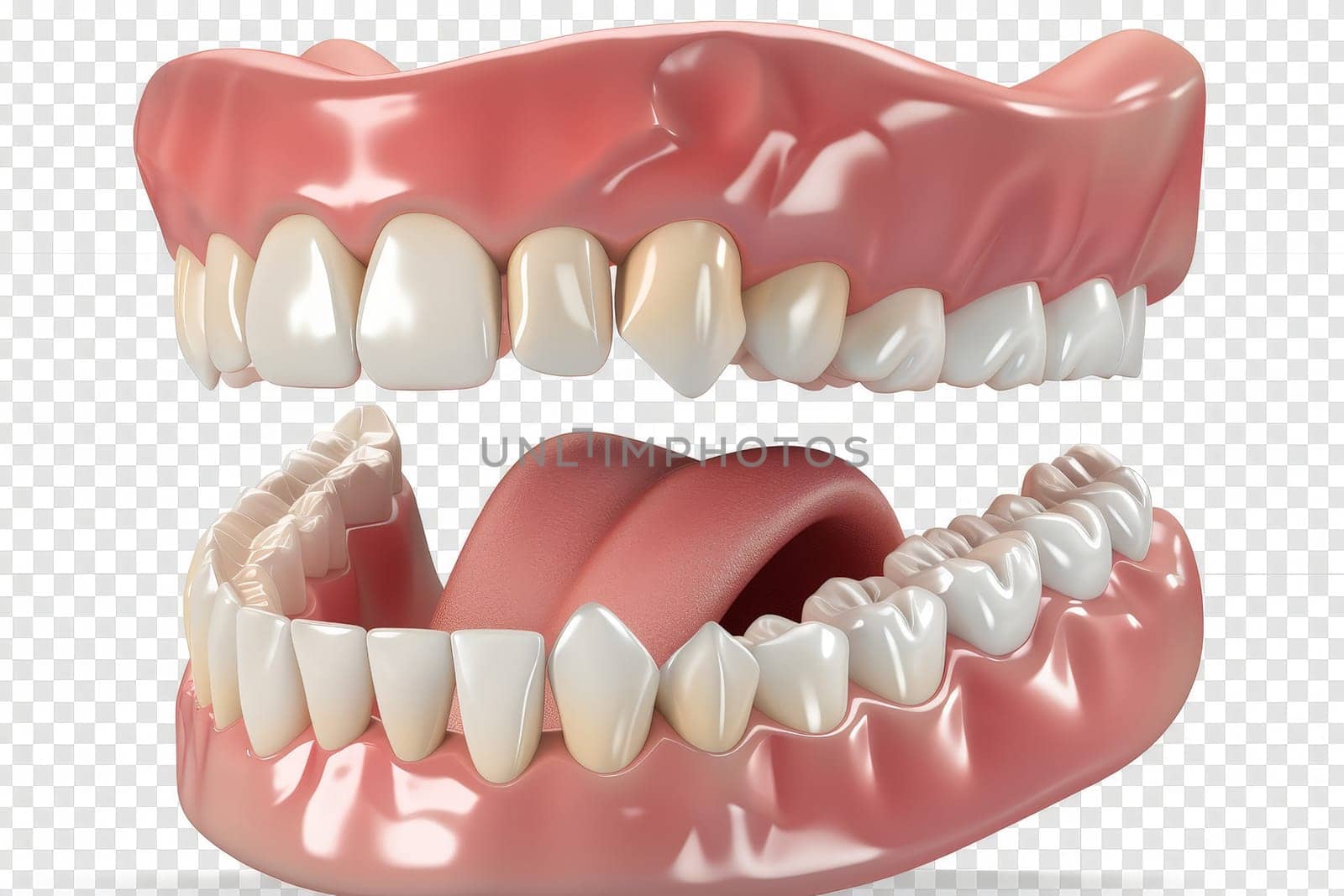 a mockup of a dental model human jaw or oral cavity..