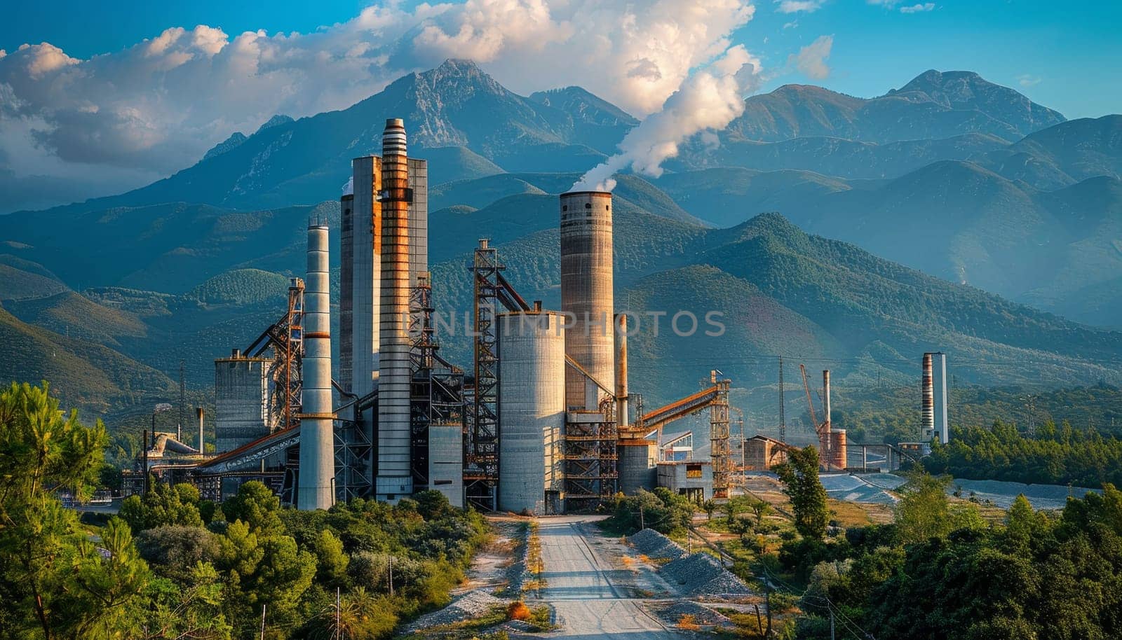 A large industrial plant with a lot of old equipment by AI generated image by wichayada