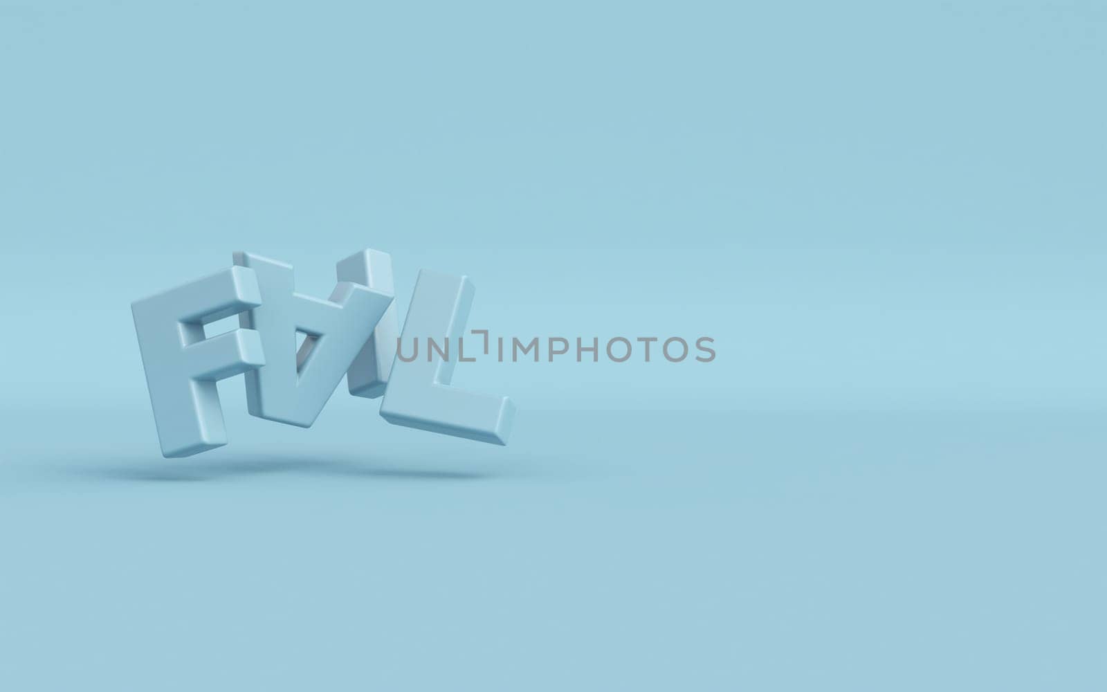 Fail word 3D rendering illustration isolated on blue background