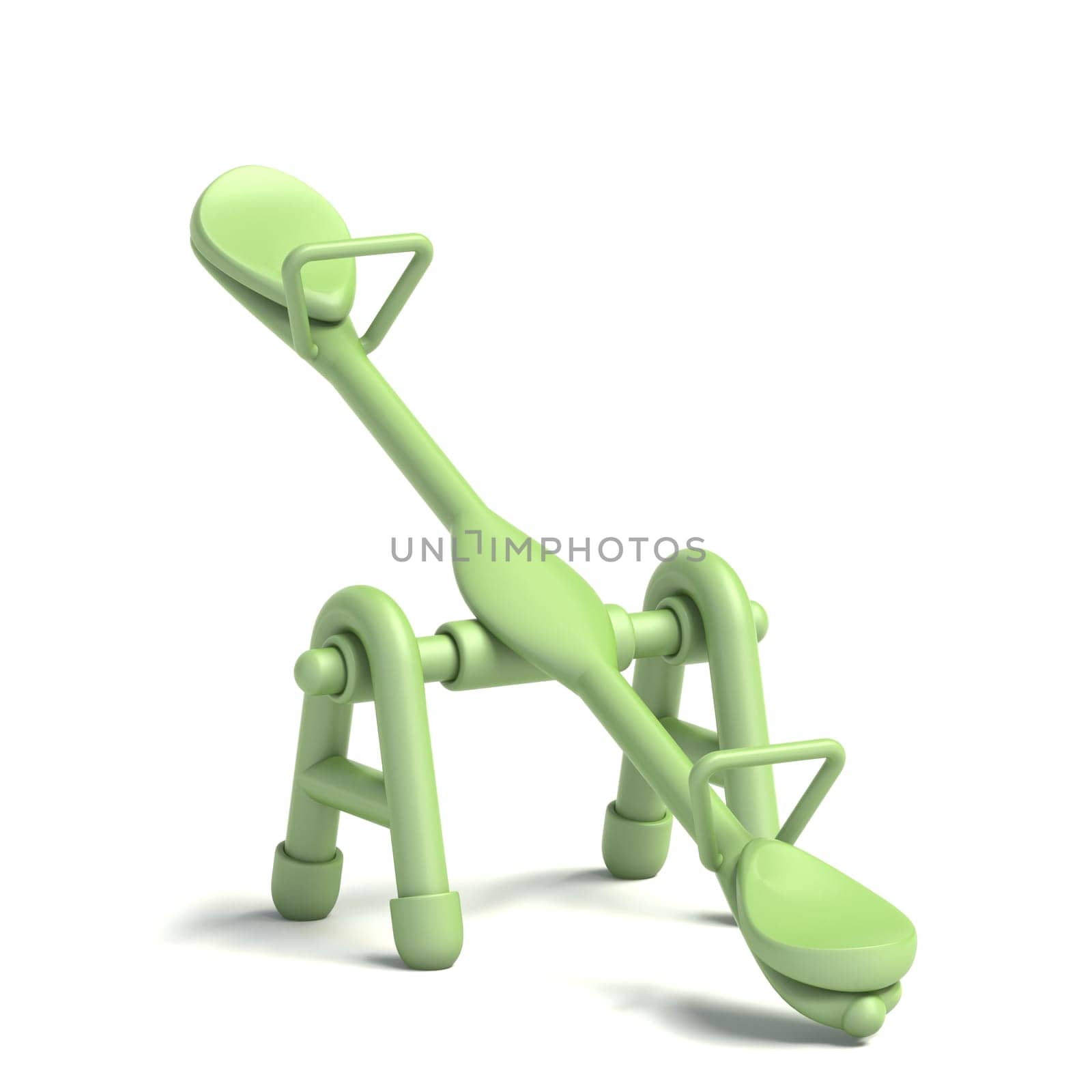 Green children seesaw 3D rendering illustration isolated on white background