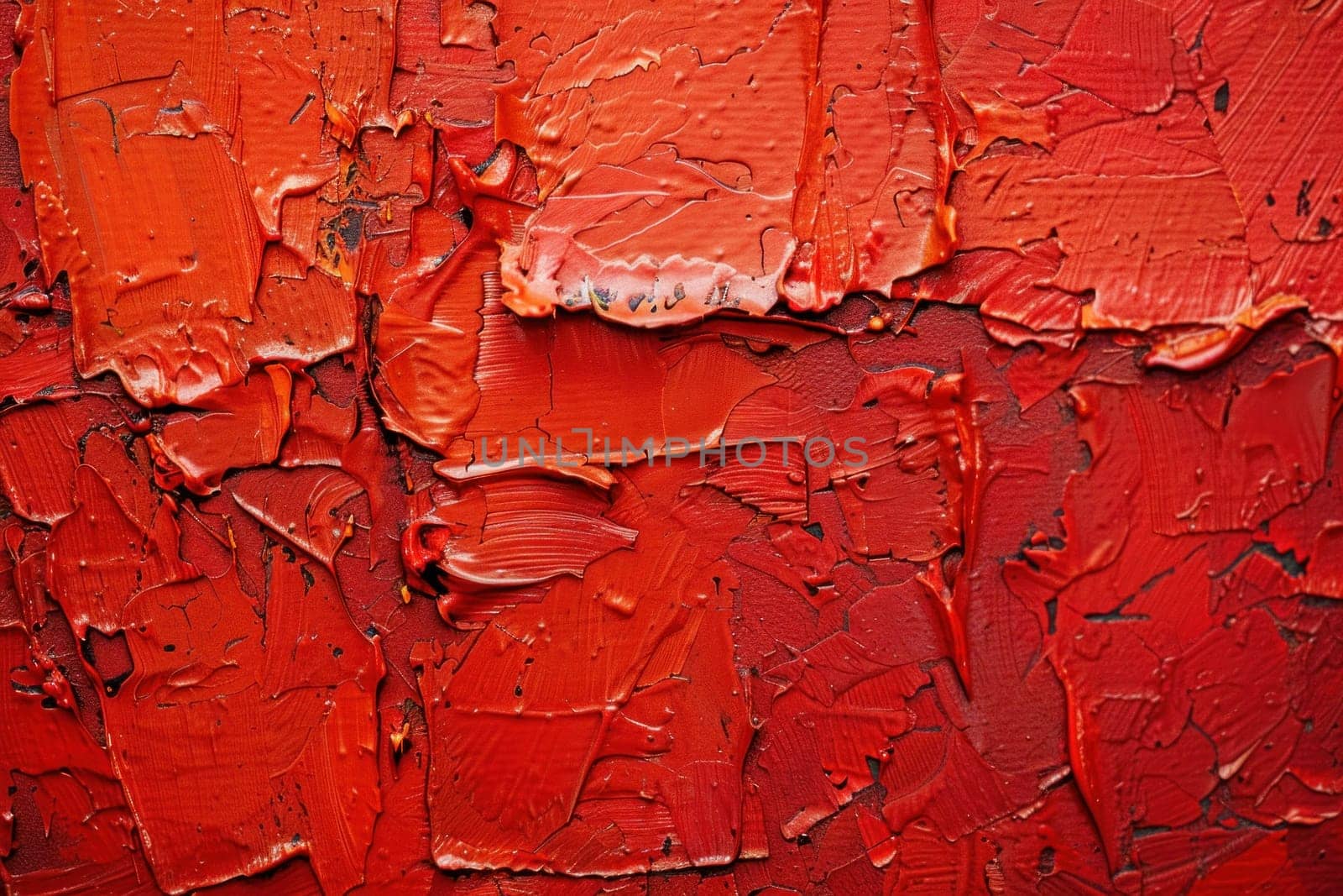 Peeling red paint close up wall abstract background texture for design and art concepts