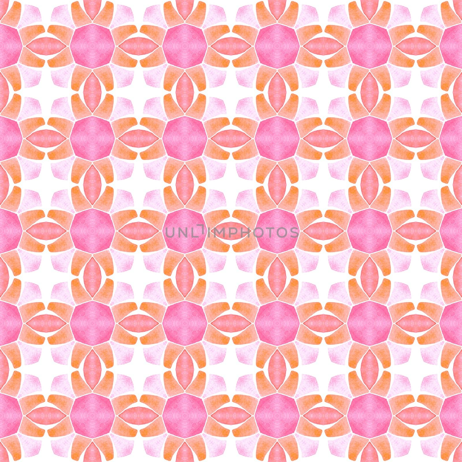 Textile ready adorable print, swimwear fabric, wallpaper, wrapping. Orange beauteous boho chic summer design. Hand drawn green mosaic seamless border. Mosaic seamless pattern.