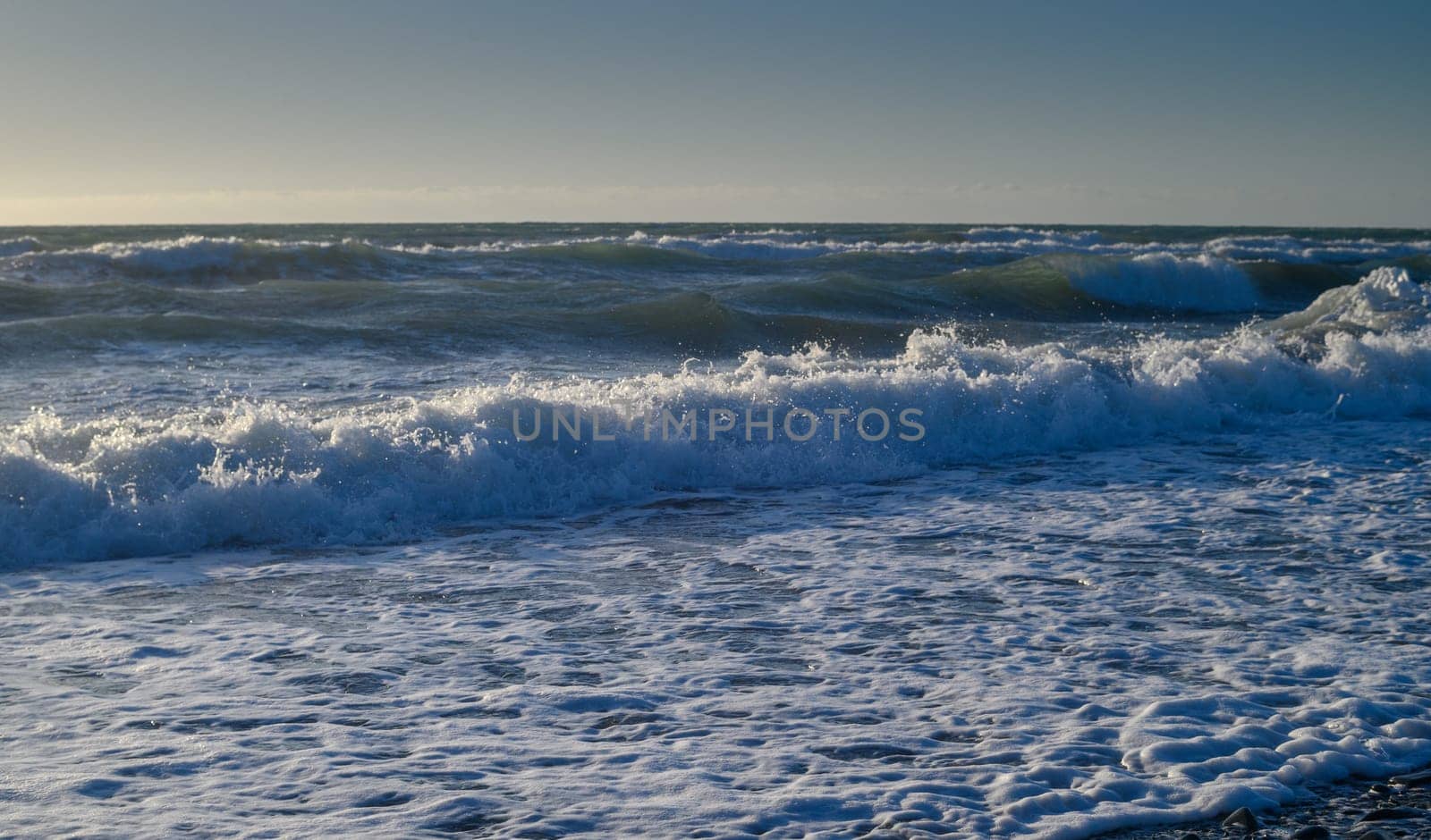 Mediterranean sea waves foam on the beach of Cyprus 1 by Mixa74