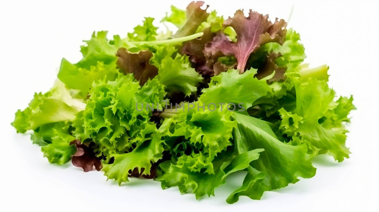 Lettuce leaves isolate on white background. Generative AI, Food.
