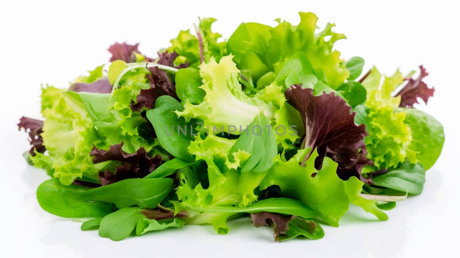 Lettuce leaves isolate on white background. Generative AI, Food.