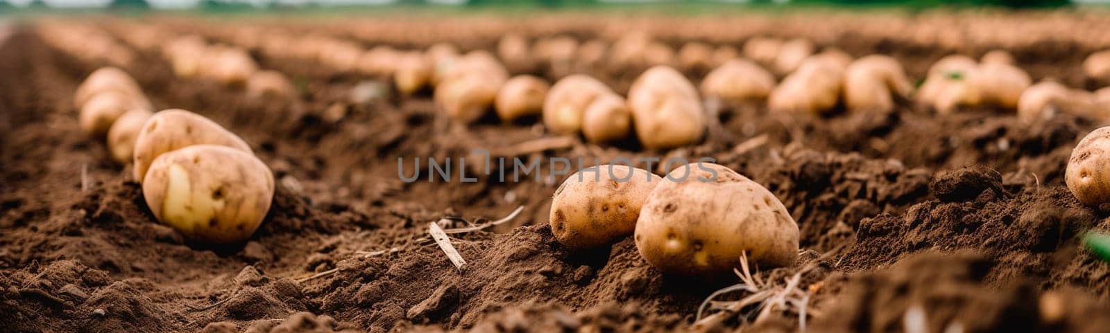 Potato harvest in the garden. Generative AI,