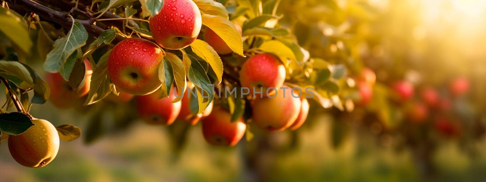 Apples grow on a tree in the harvest garden. Generative Ai, Food.