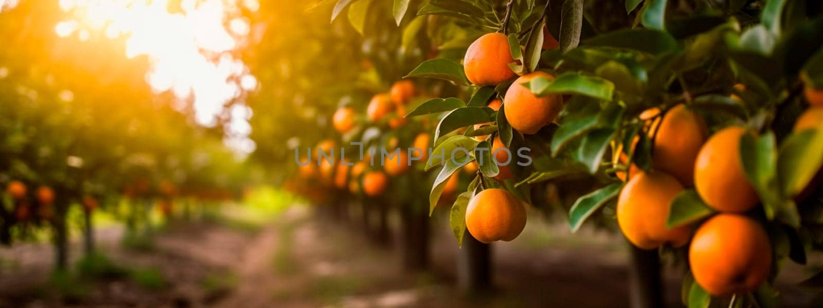 Oranges grow on a tree in a harvest garden. Generative Ai, Food.
