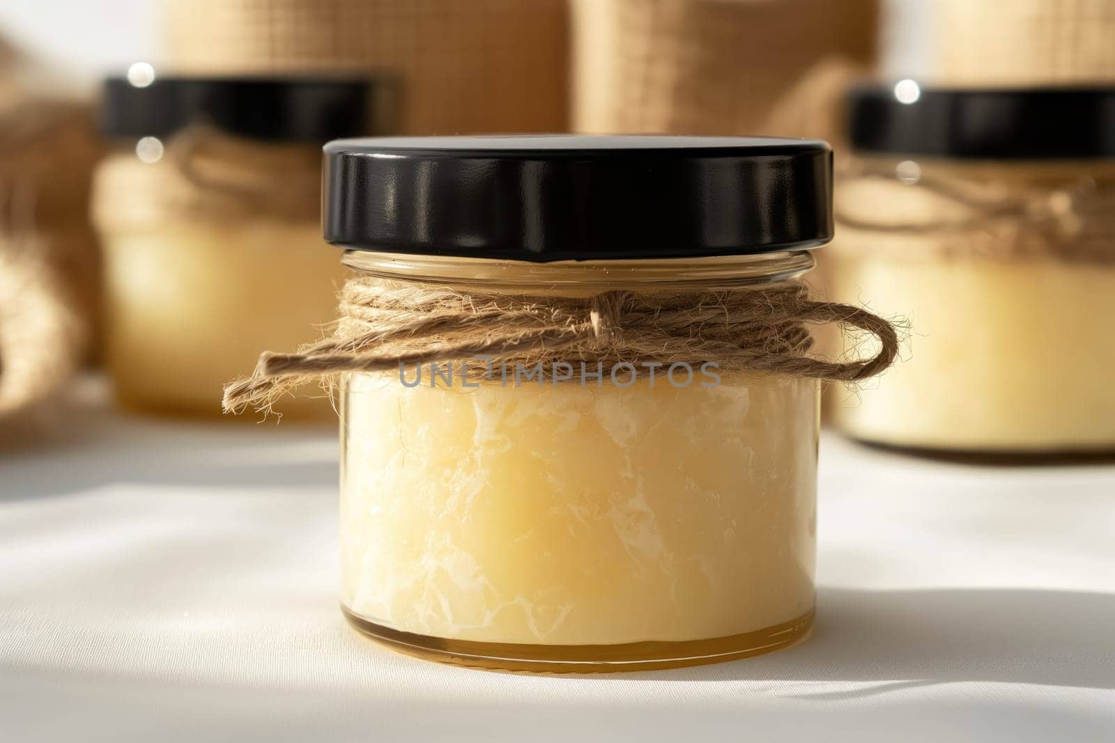 Mockup of Shea Butter Product Packaging in a Jar on a White Backgroun