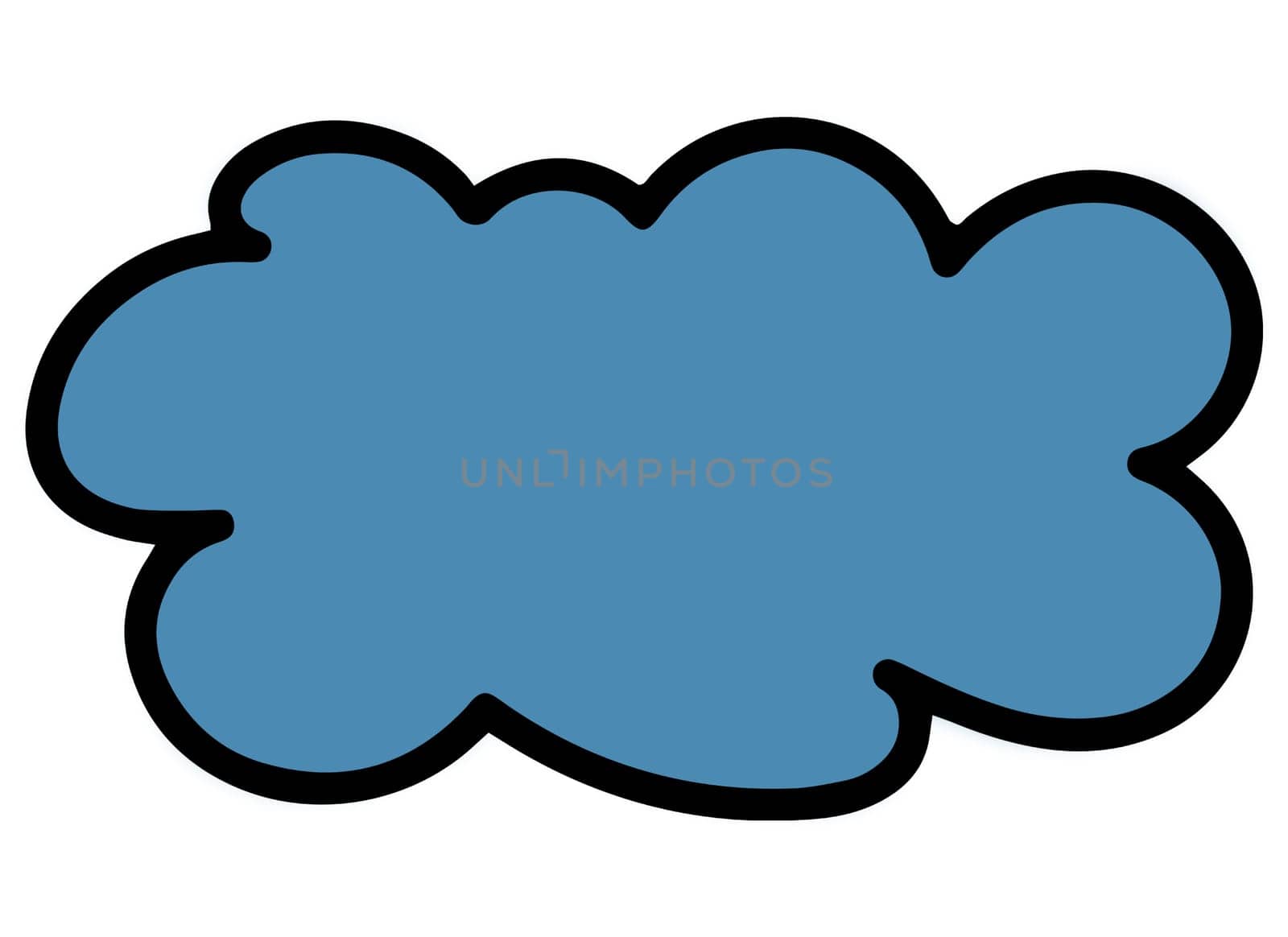 Cloud Emoji Symbol. Illustration Design Art. Blue Cloud in Flat Style Isolated on White Background. Minimal Cloud in Cartoon Style. Funky Cartoon Style One Cloud design element.